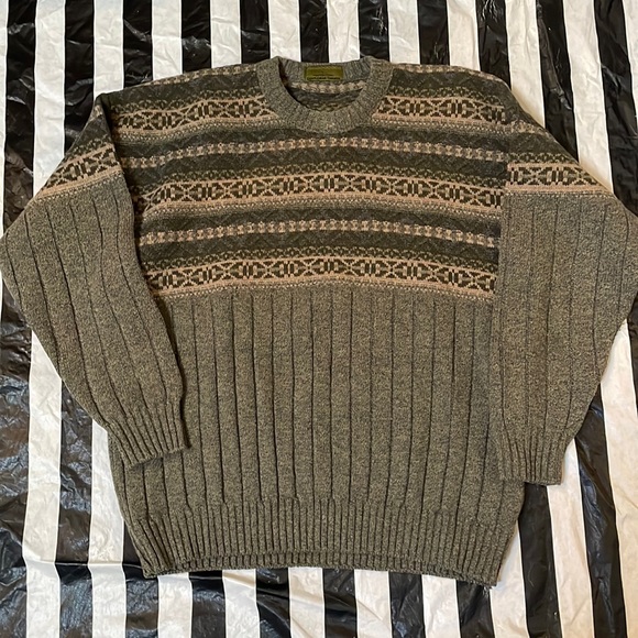Gentleman Farmer Sz L 100% New Wool Fair isle Sweater Made in New Zealand - Picture 1 of 9